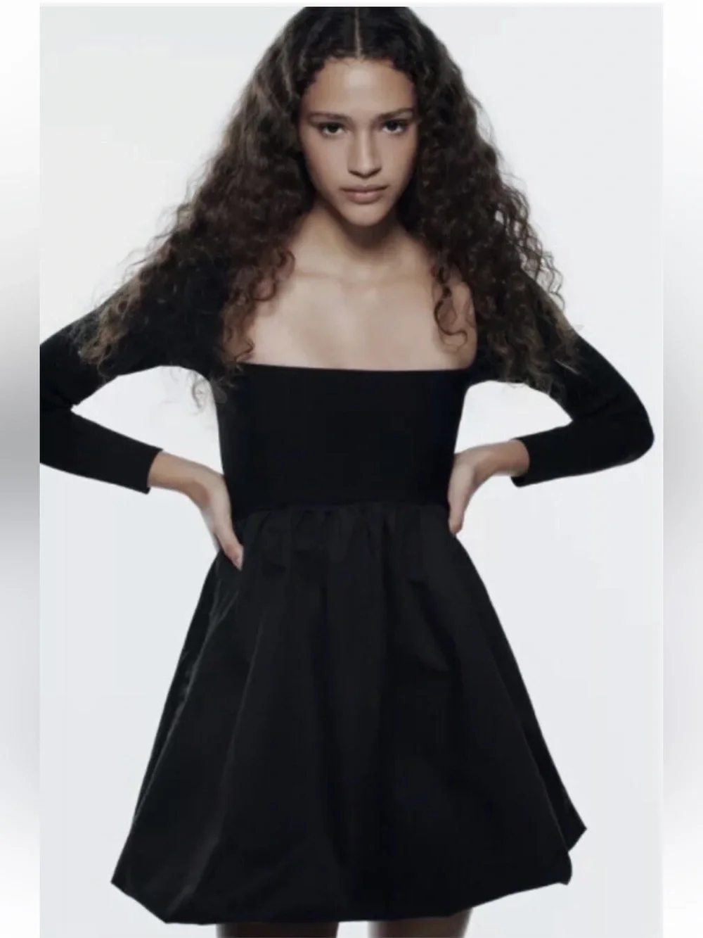 Zara Combination Knit Mini Dress Black - Picture 13 of 16